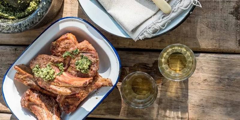 SMOKED LAMB CHOPS WITH MINT PESTO