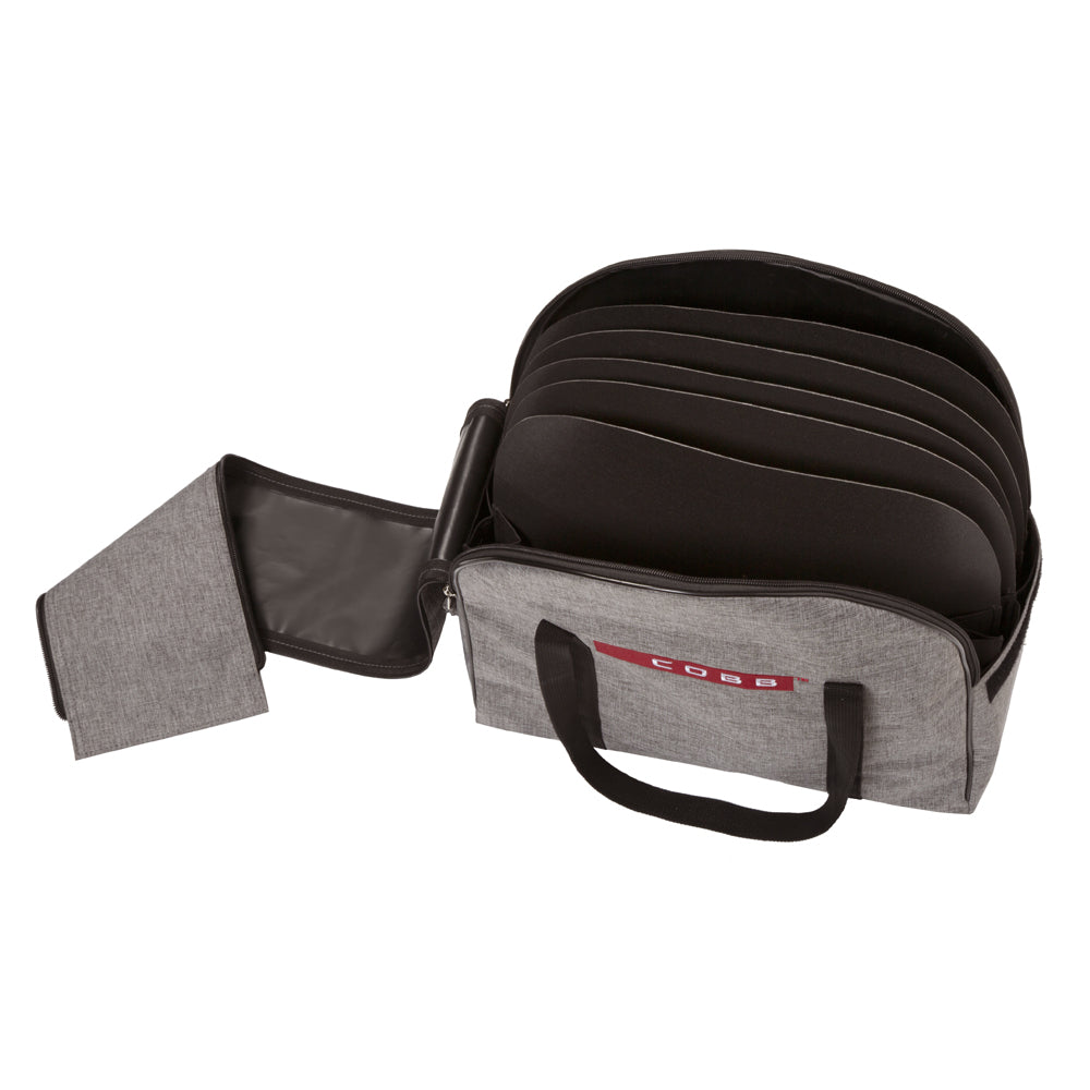 Gray carrying case on a white background