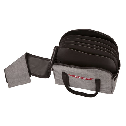 Gray carrying case on a white background