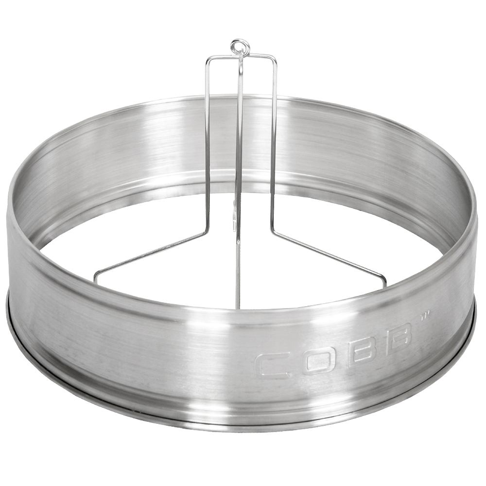 Metal ring with a central stand on a white background